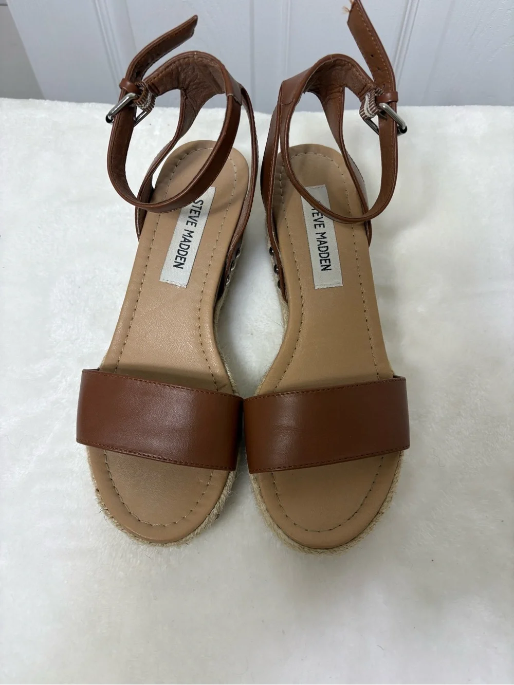 Steve Madden Brown Espadrille Ankle Strap Wedge Sandals